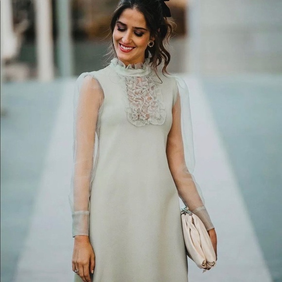 Zara Lace Up Dress Knit Organza Bloggers Favorite - Picture 2 of 7